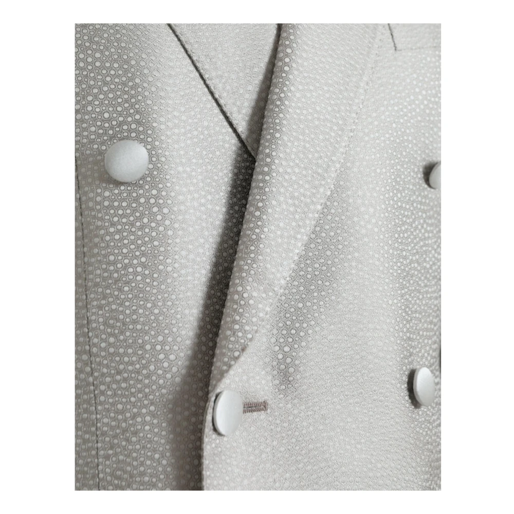 Dolce & Gabbana Zijden Double-Breasted Blazer met Open Split White Heren