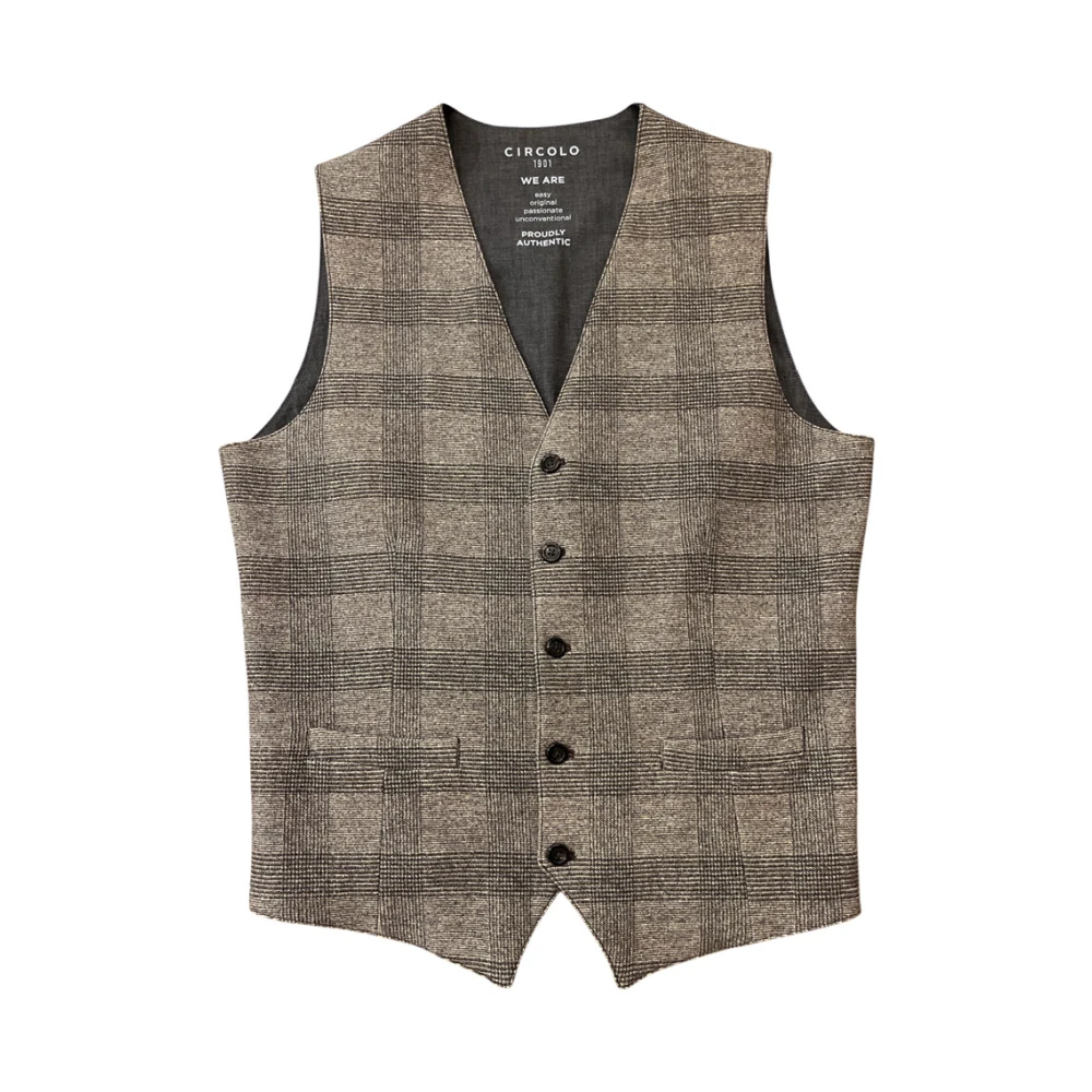 Circolo 1901 Bruine Vest Katoen Elastaan Mix Multicolor Heren