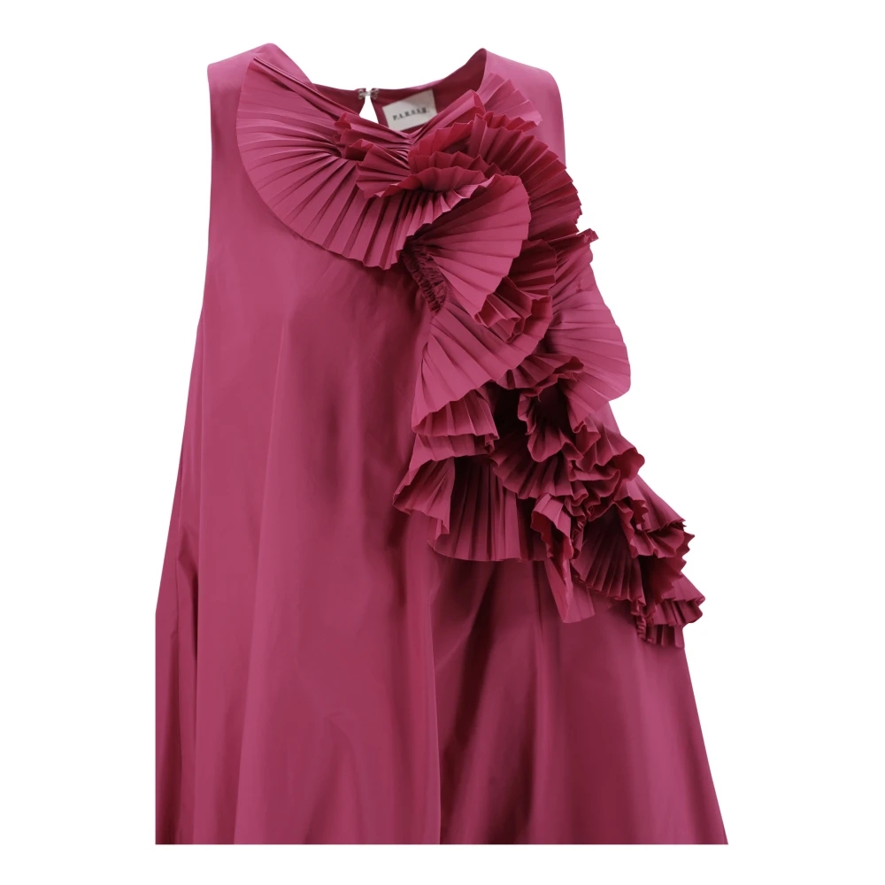 P.a.r.o.s.h. Zijden jurk met ruches Fuchsia Pink Dames