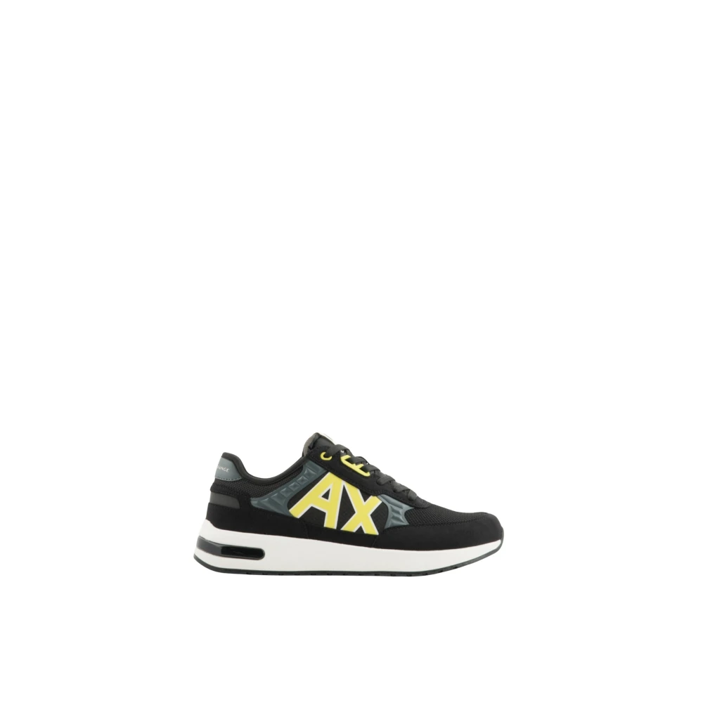 Armani Exchange Mannelijk Zwart Schoenen Heren, 40 Eu, Polyester, Sneakers Met Hoge Zool En Logo