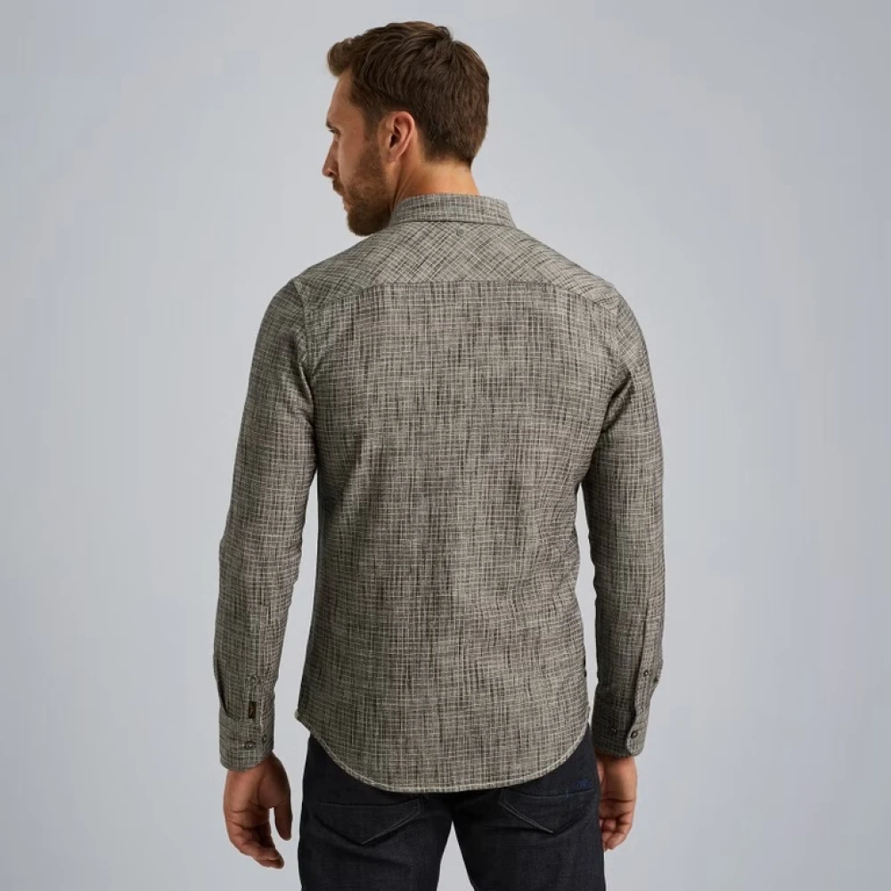 PME Legend Slub Overhemd met Ruitpatroon Gray Heren