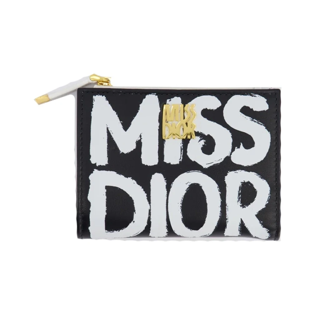Dior Stijlvolle Zwarte Leren Portemonnee Black Dames