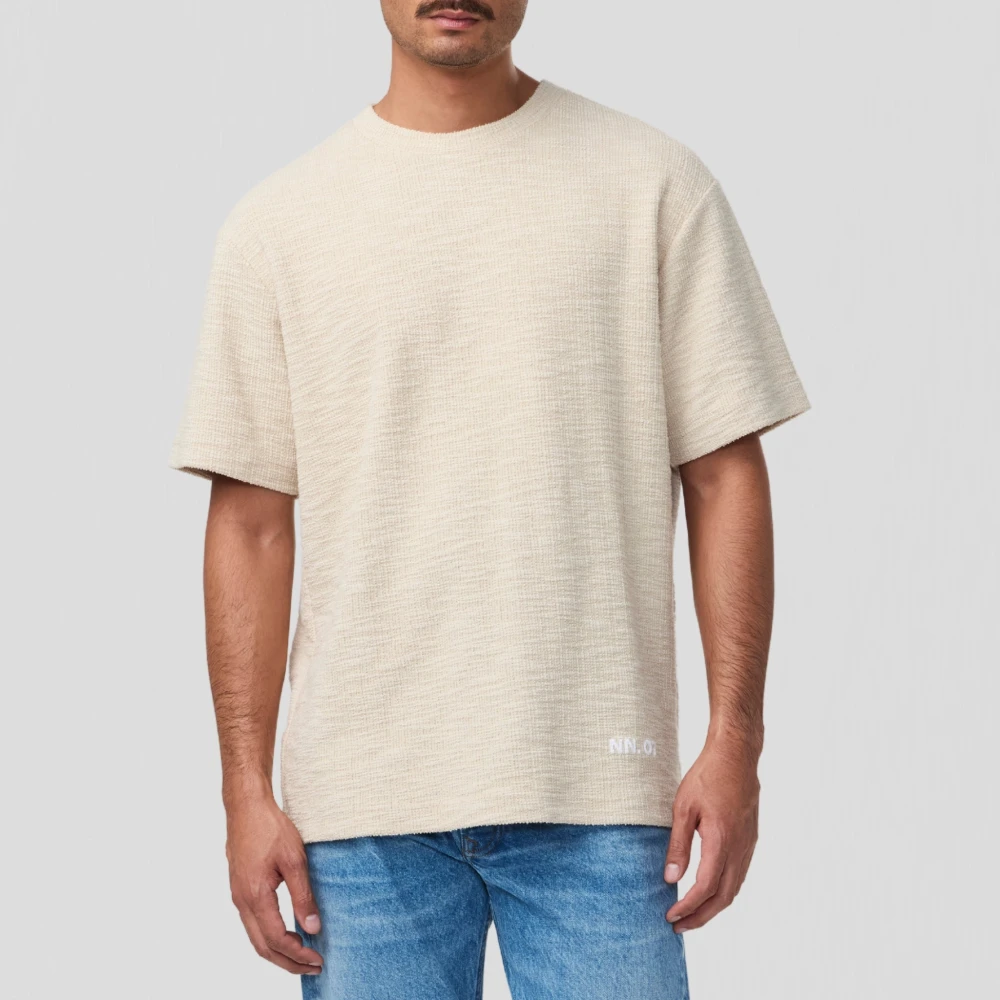 Nn07 Ecru Bouclé Borduurlogo T-shirt Beige Heren