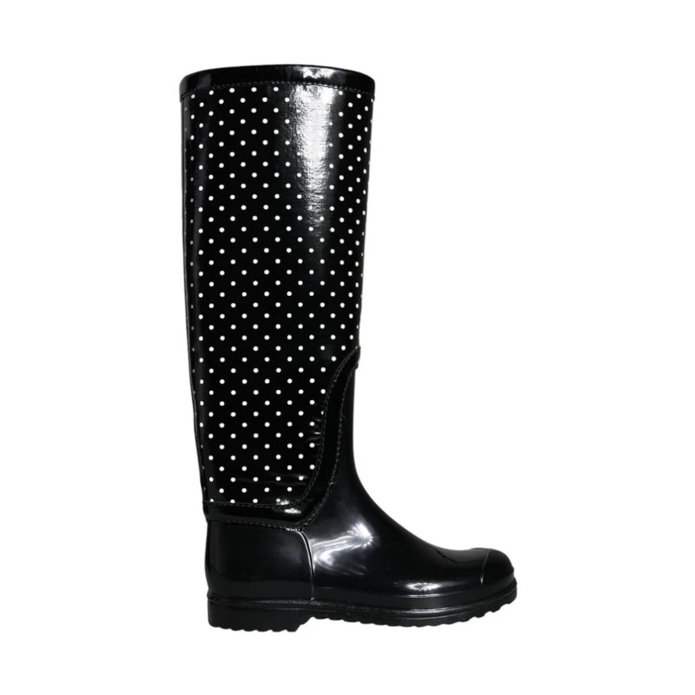 Dolce & Gabbana Women's Black Wellies, 3 Uk, Polka Dot Rain Boots