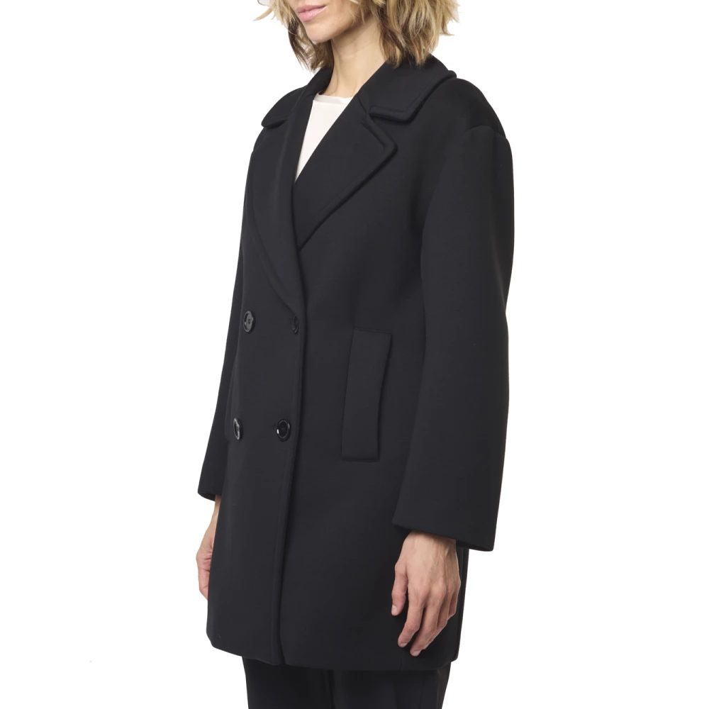 Max Mara Zwarte double-breasted scuba jas Black Dames