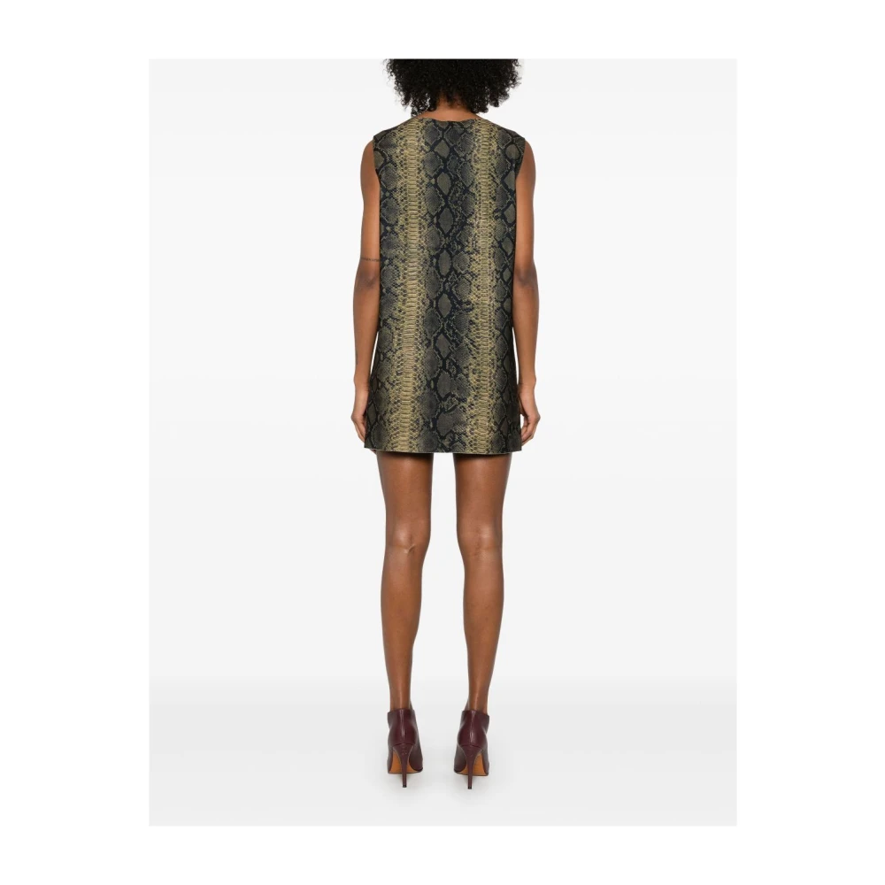 Norma Kamali Slangenprint Crew Neck Jurk Black Dames