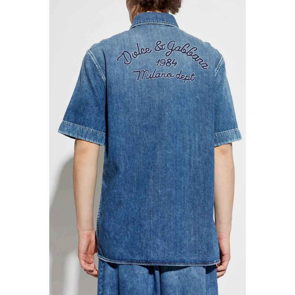 Dolce & Gabbana Denim shirt met korte mouwen Blue Heren