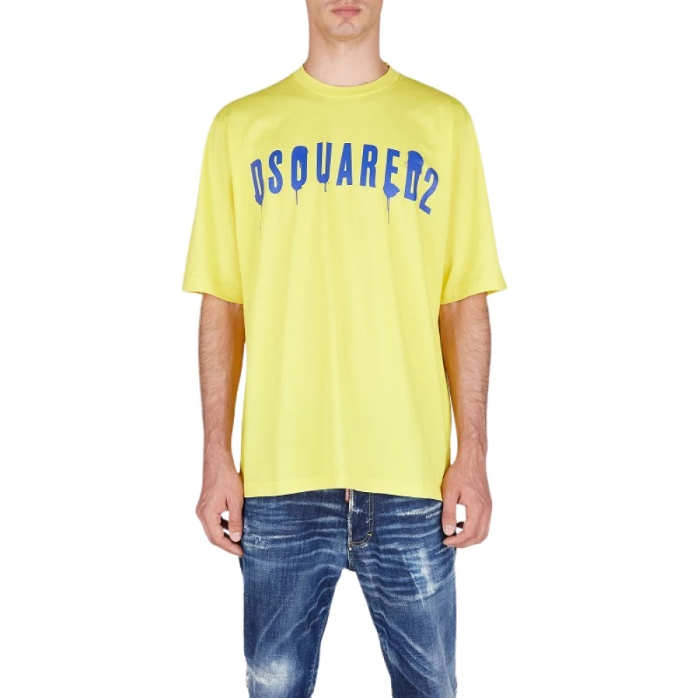 Dsquared2 Herr T-shirt i bomull, ikoniskt logotyp, korta ärmar Yellow, Herr