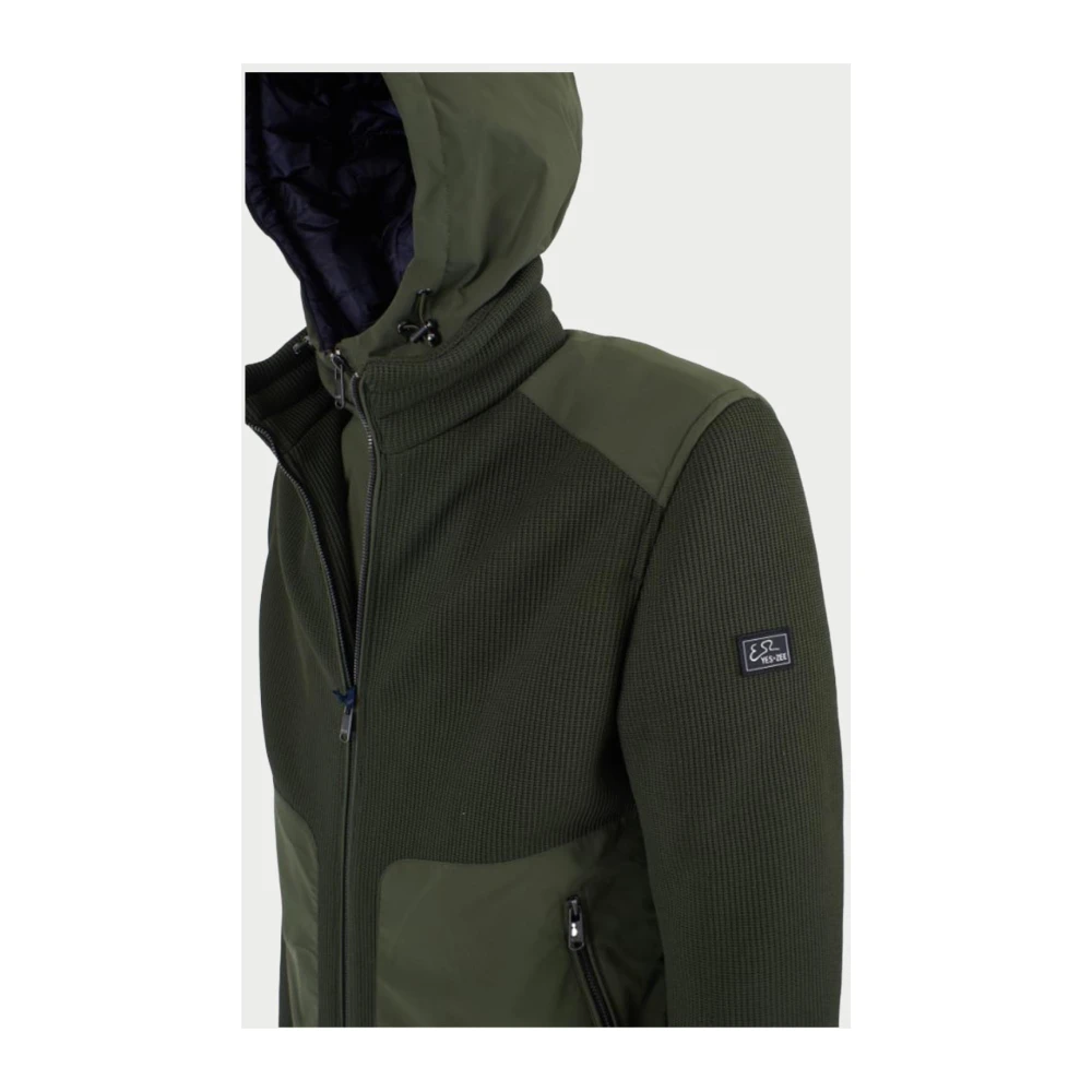 YES ZEE Groene Gebreide Softshell Hoodie Green Heren