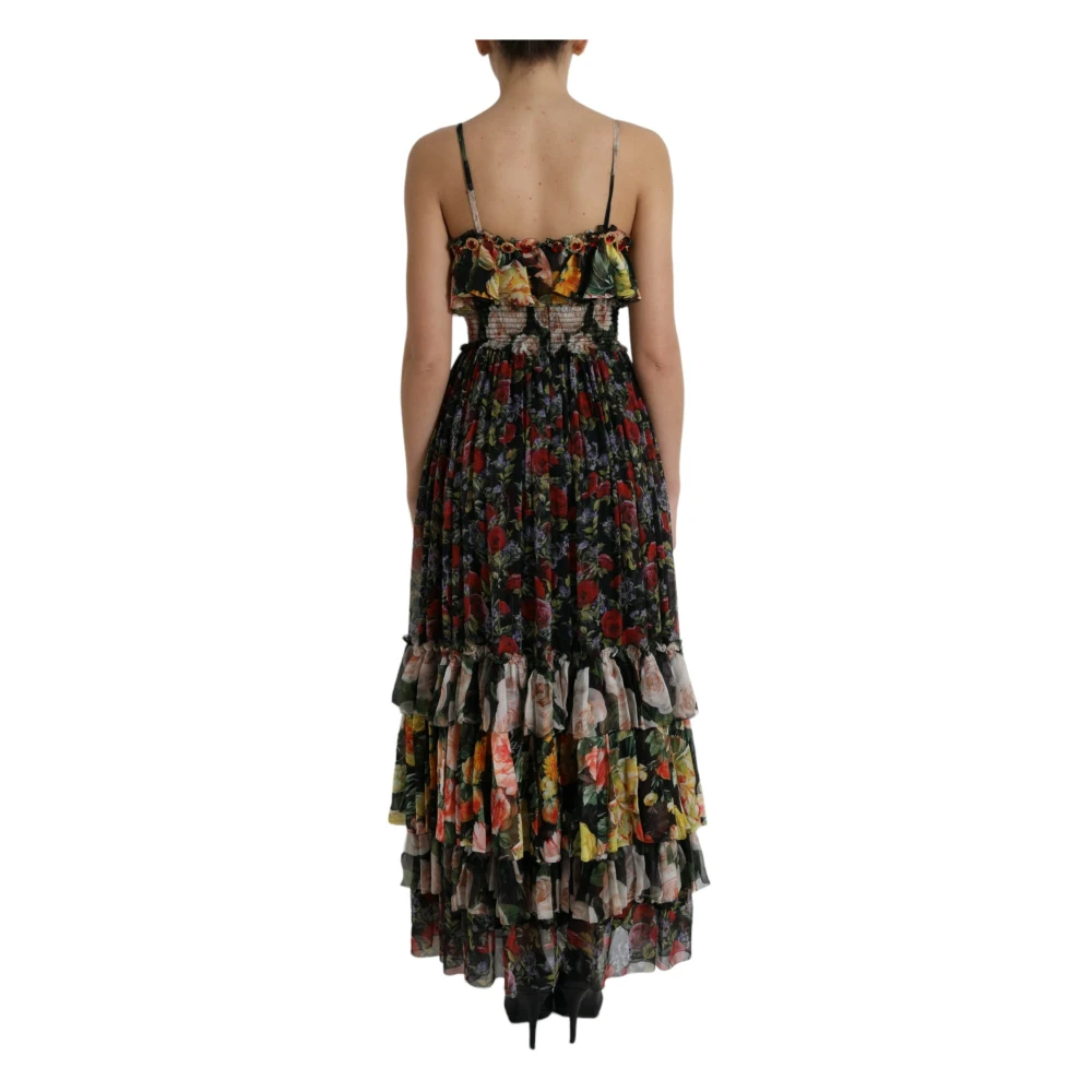 Dolce & Gabbana Zijden maxi-jurk met bloemenprint Multicolor Dames