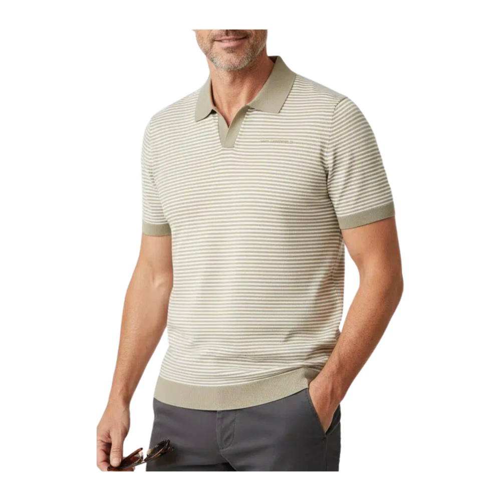 Karl Lagerfeld Men's Beige Punto Knit Polo - Polo Shirts - S - Tops
