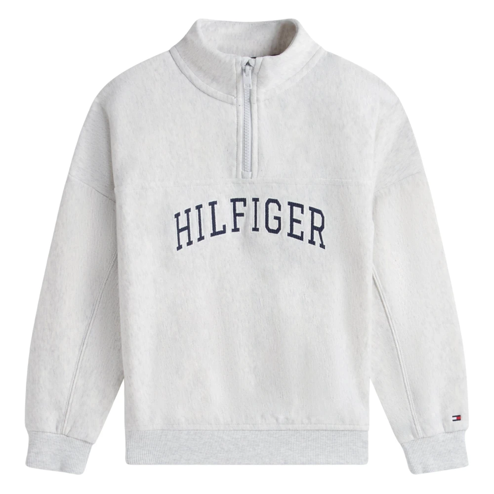 Tommy Hilfiger Varsity Quarter-Zip Sweatshirt - Male - Kids Sweatshirts - Gray - 12 Y - Kids