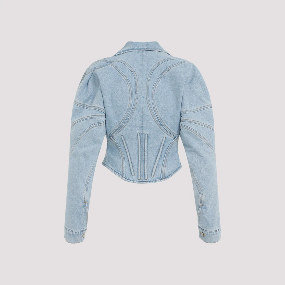 Mugler Lichtblauwe Katoenen Jas Blue Dames