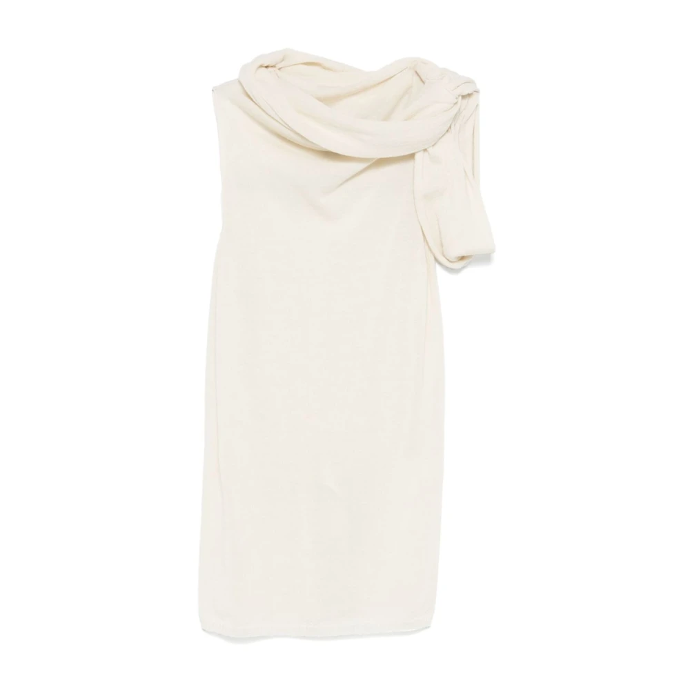 Rick Owens Asymmetrische Halsmouwloze Ivoor Top Beige Dames