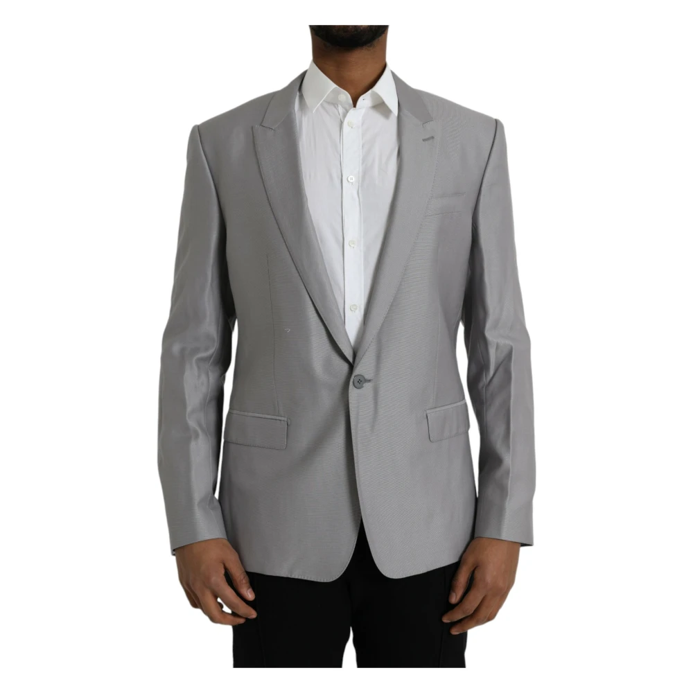 Dolce & Gabbana Men's Gray Wool Peak Blazer Coat