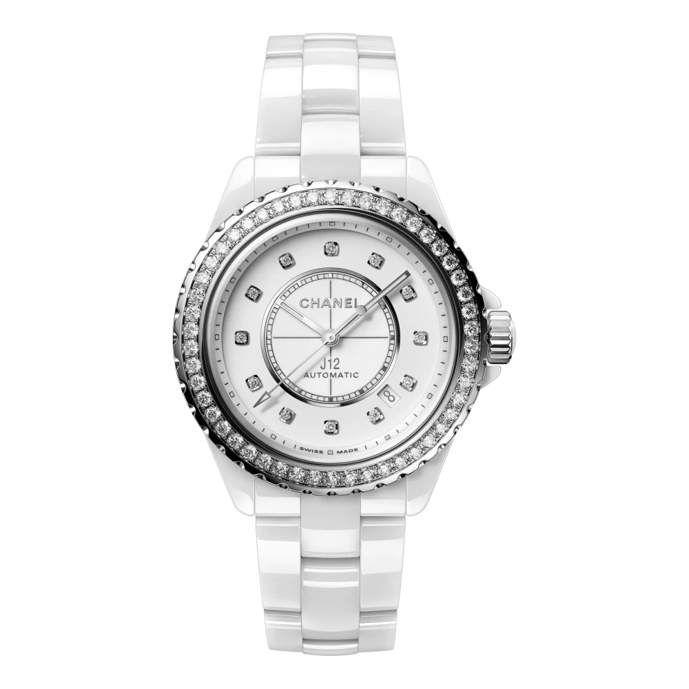 Chanel J12 Diamant Bezel Klocka White, Dam