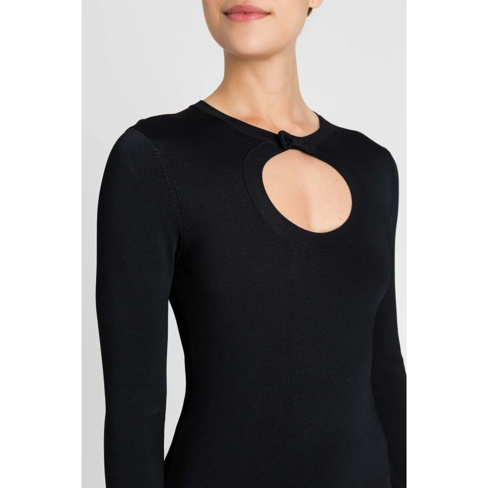 Twinset Zwarte Trui met Porthole Detail Black Dames