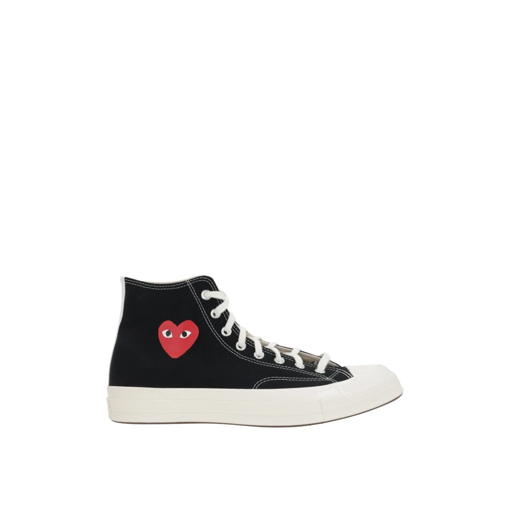 Comme des Garçons Play Svarta High-Top Canvas Sneakers Black, Dam