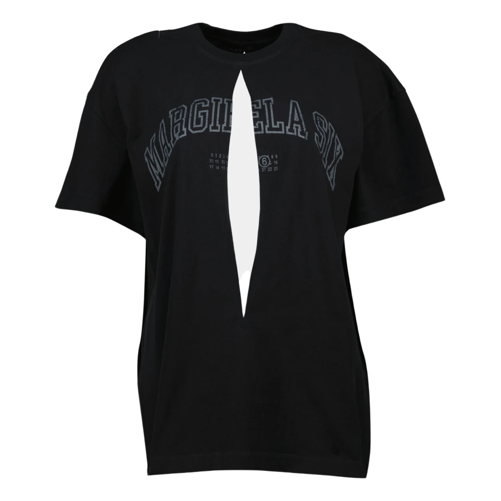 MM6 Maison Margiela Open T-shirt met Oversized Fit Black Dames