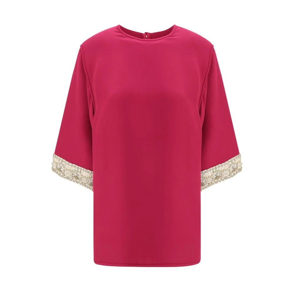 Valentino Geborduurde flared mouwen met parels en kralen Pink Dames