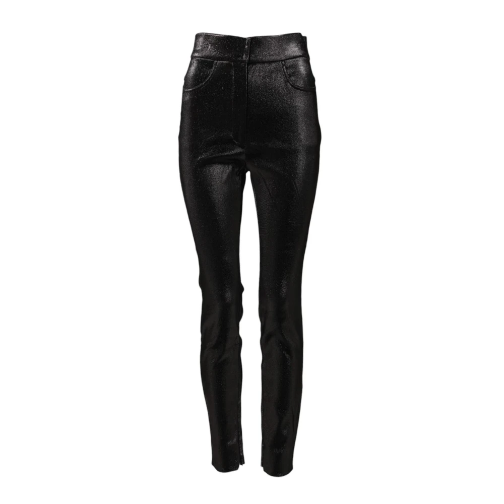 Dolce & Gabbana Women's Black Shimmering High Waist Skinny Trousers - Skinny Trousers - S - Trousers