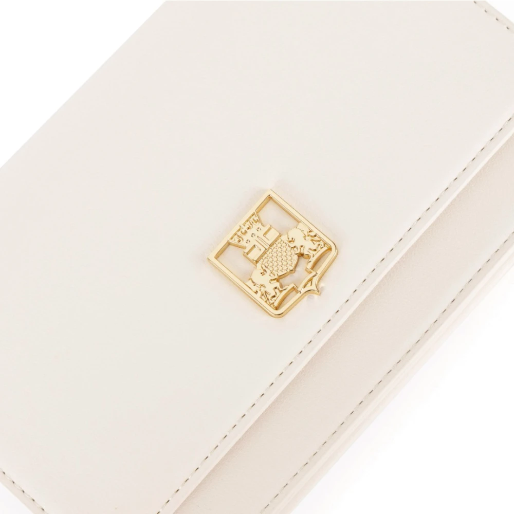 Elisabetta Franchi Logo Plaat Ketting Schoudertas Beige Dames