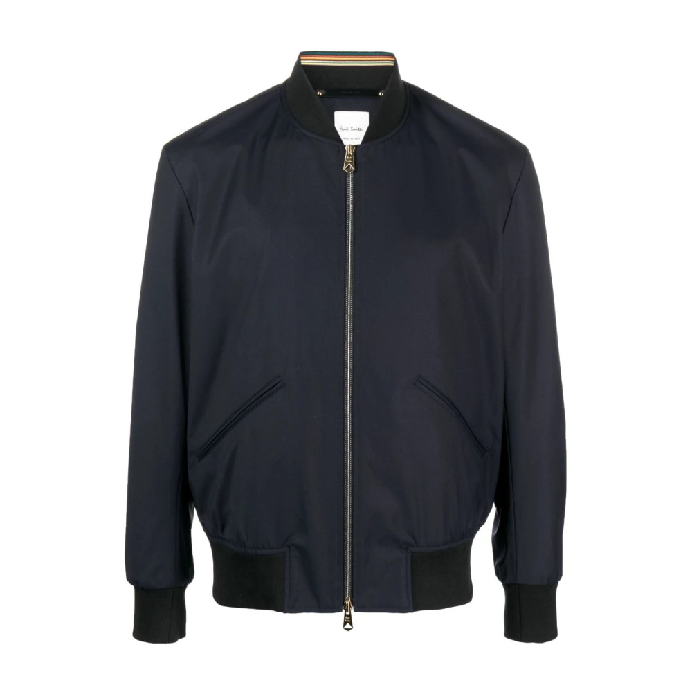 PS By Paul Smith Blauwe wollen bomberjack met Green Storm System Blue Heren