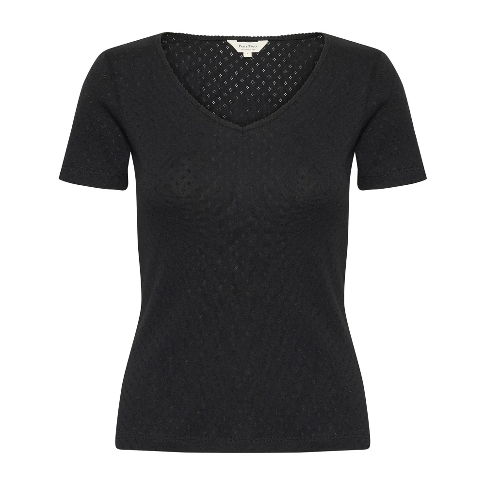 Part Two Zwarte V-hals T-shirt Junepw Black Dames