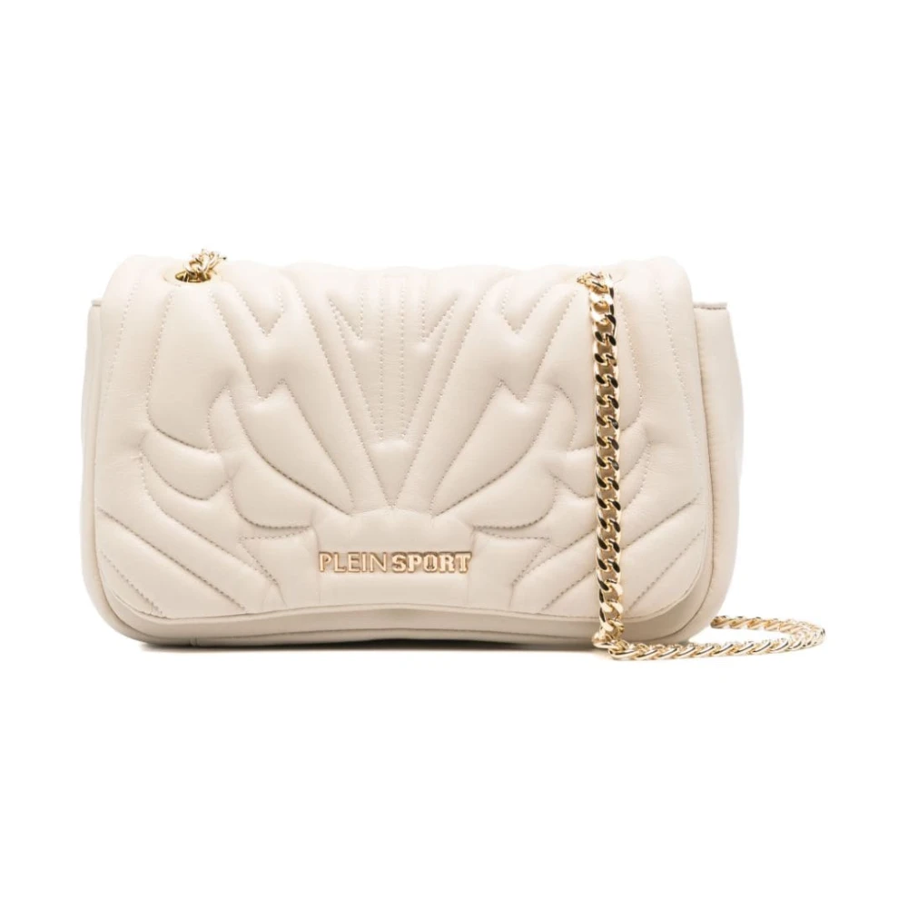 Plein Sport Gewatteerde Eco-Leren Schoudertas Beige Dames