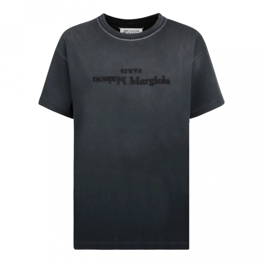 Maison Margiela Omgekeerd Logo Ronde Hals T-shirt Gray Dames