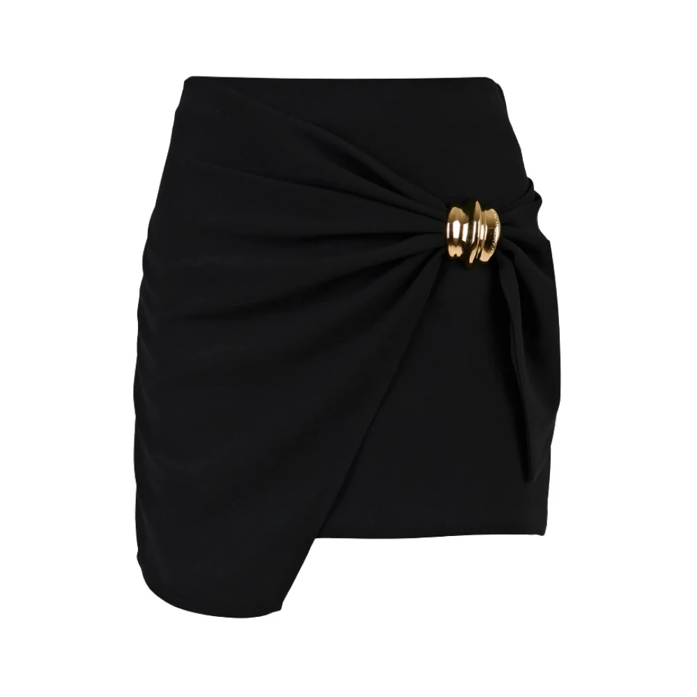 Elisabetta Franchi Zwarte Wikkel Mini Rok met Strik Black Dames