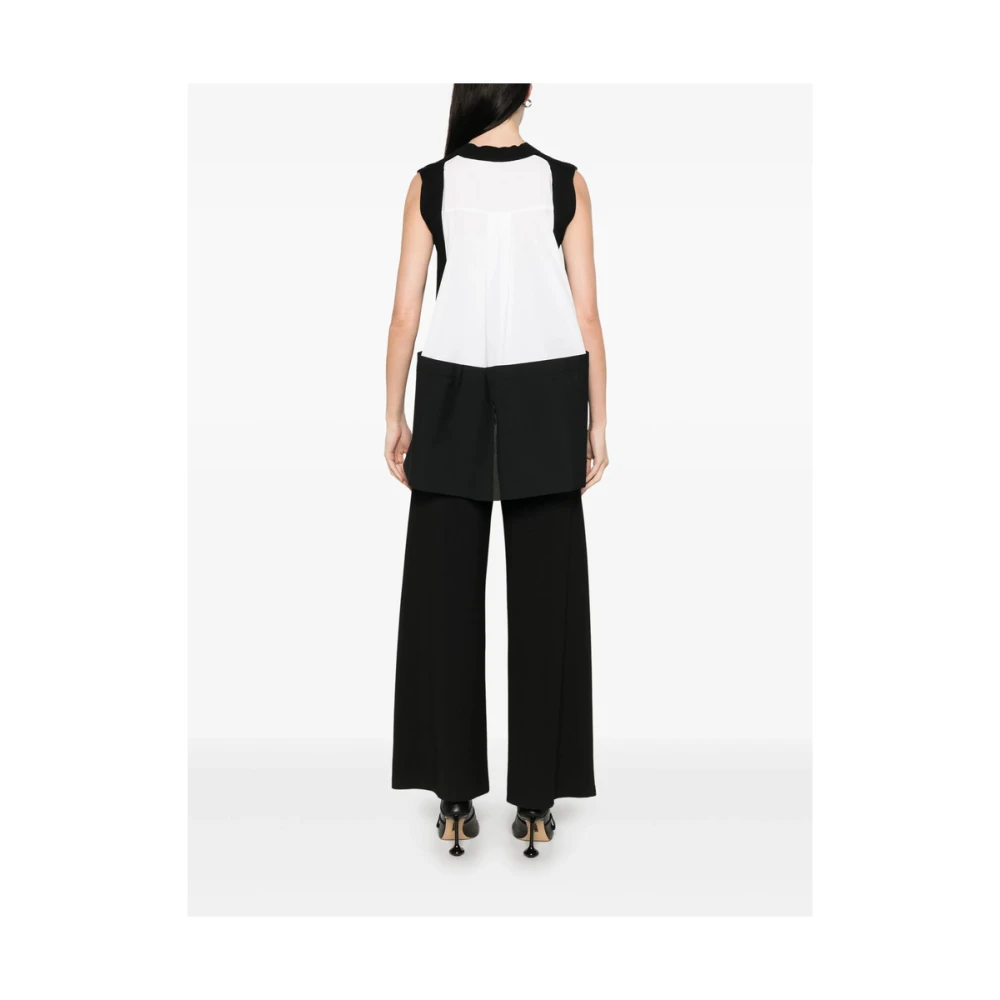 Sacai Zwarte Box-Pleat Sweater met Achtersplit Black Dames