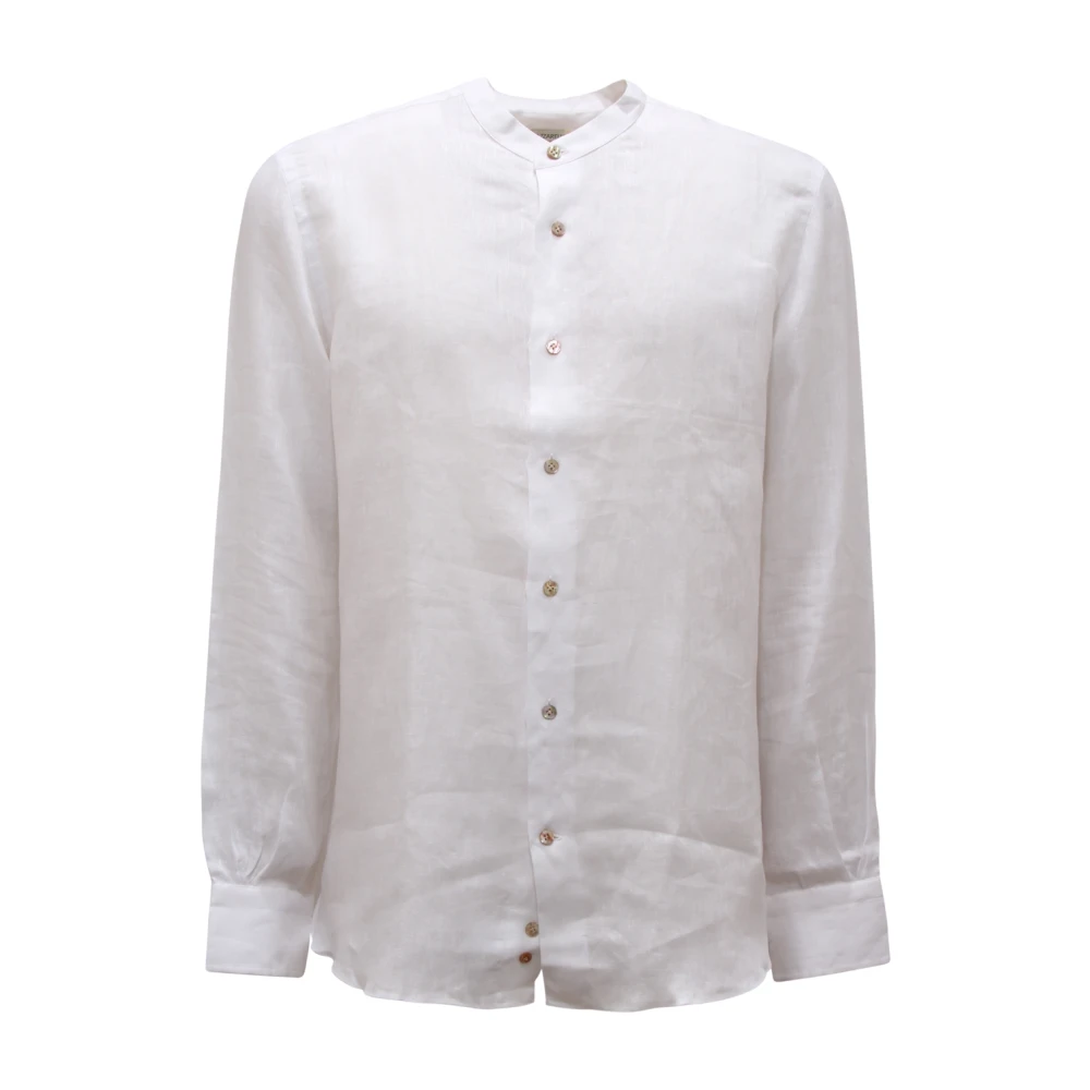 Mazzarelli Men's White Camicia Coreana Linen Shirt B 84 W/1 - Casual Shirts - 2XL - Shirts