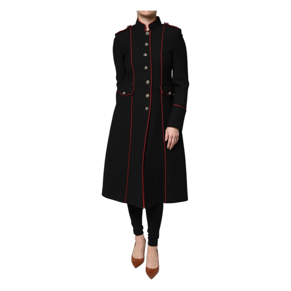 Dolce & Gabbana Women's Black Trench Coats, 2XS, Single Breasted Trench Coat Jacket