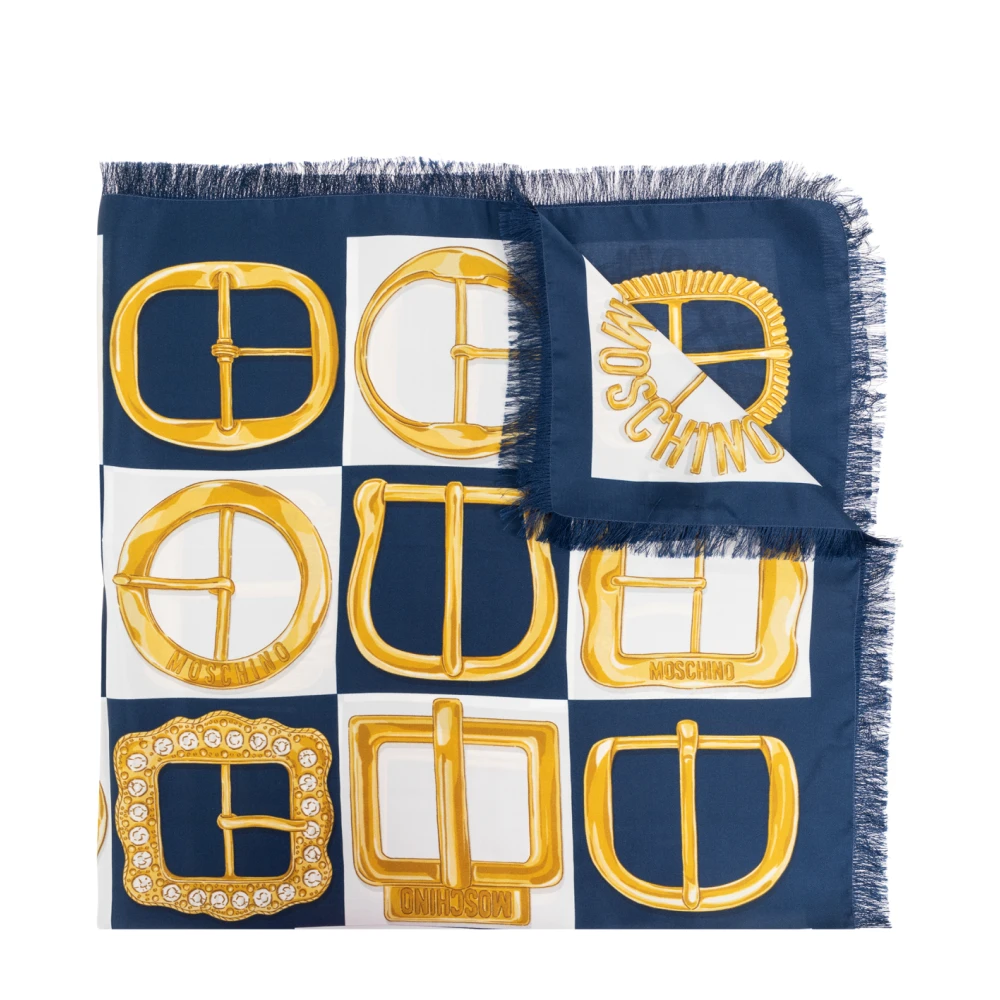 Moschino Zijden sjaal met print Blue Unisex