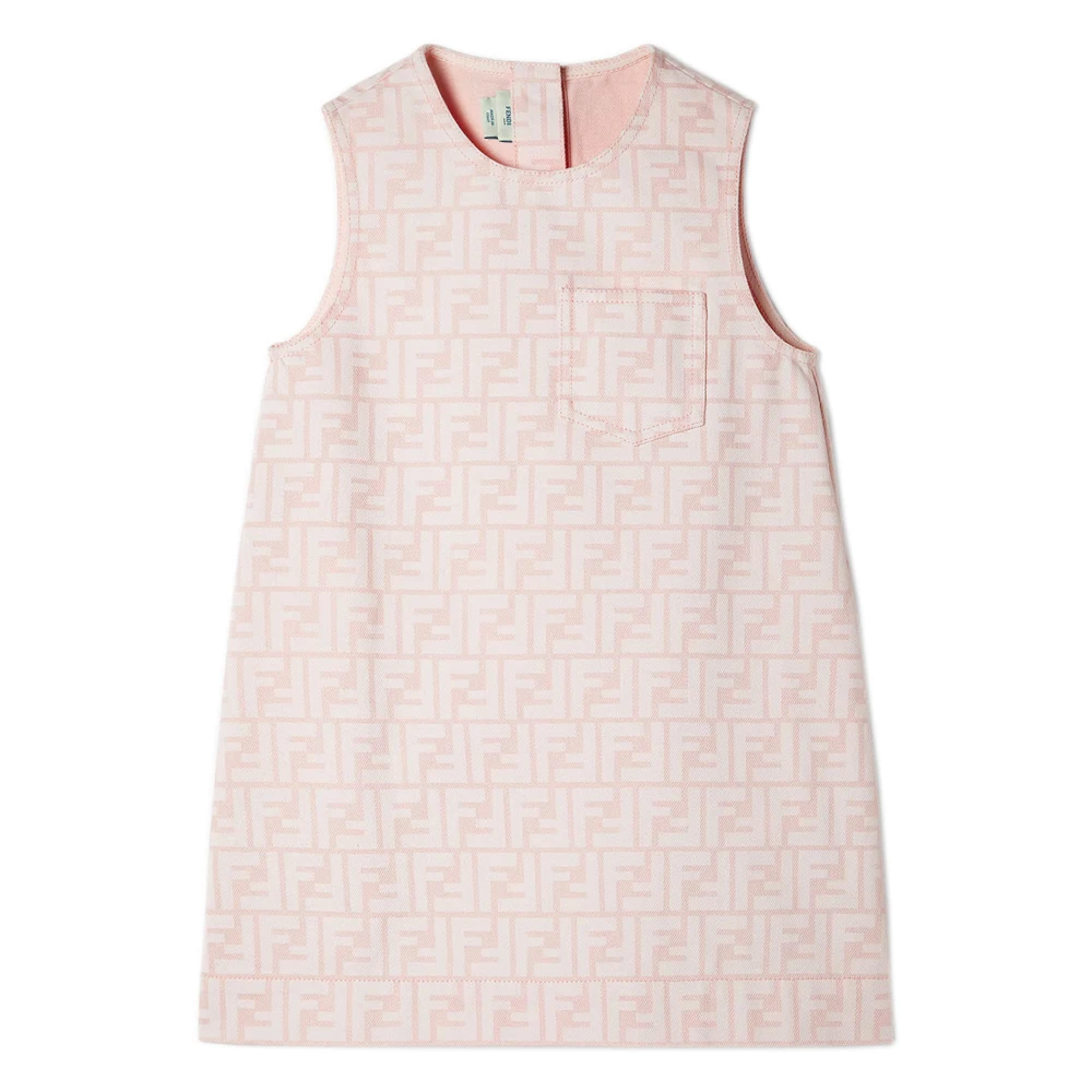Fendi Girls Pink Dresses, 10 Y, Sleeveless Dress With Ff Print