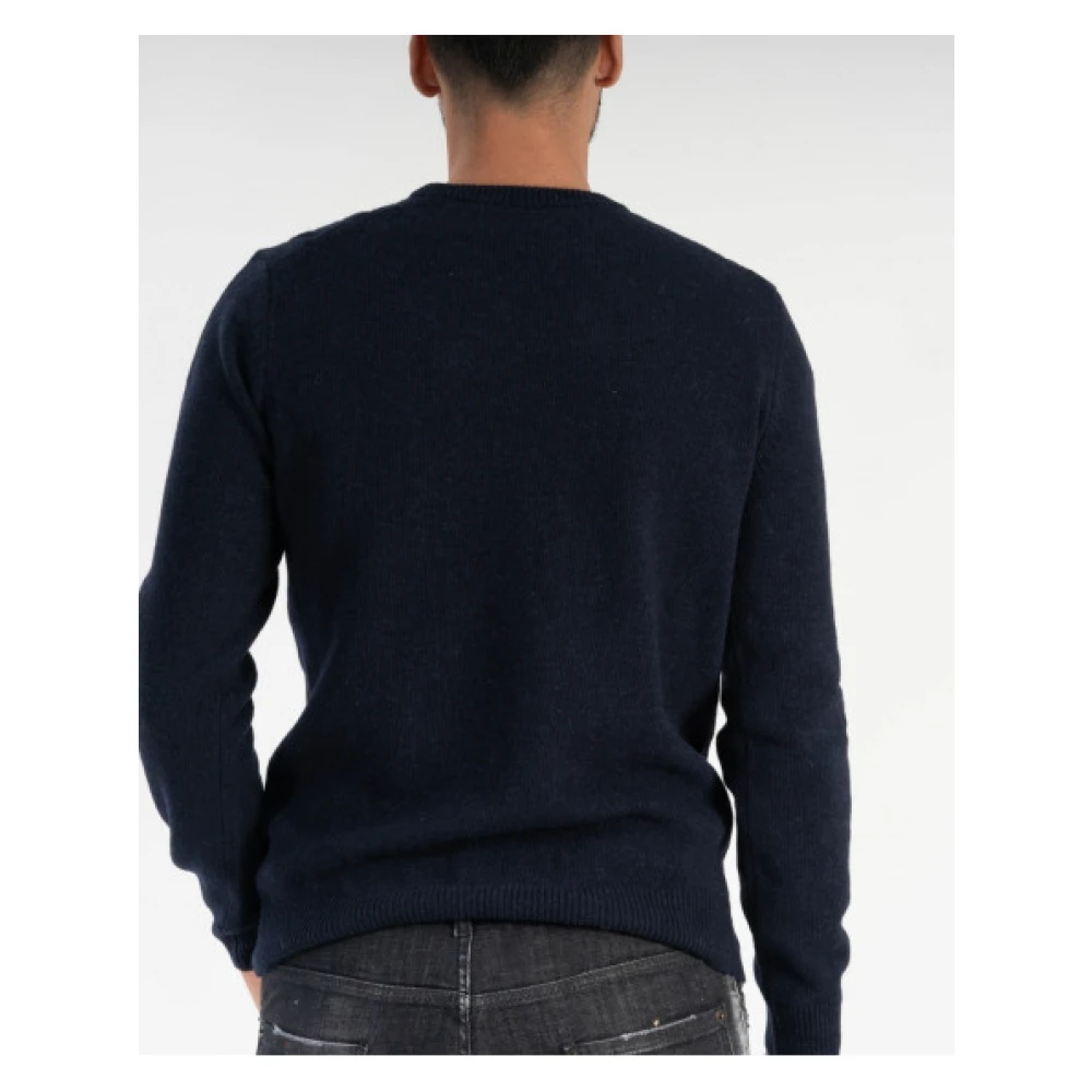 aeronautica militare Gebreide Ronde Hals Trui Blue Heren