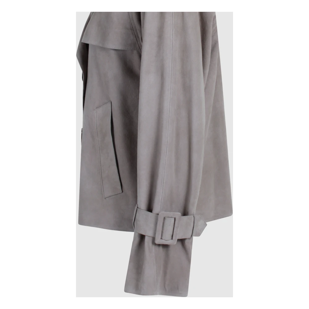 Oakwood Leren Jack met Raglanmouwen en Brede Revers Beige Dames