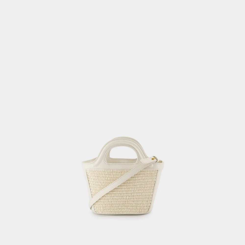 Marni Witte Katoenen Micro Portemonnee Tropicalia Beige Dames