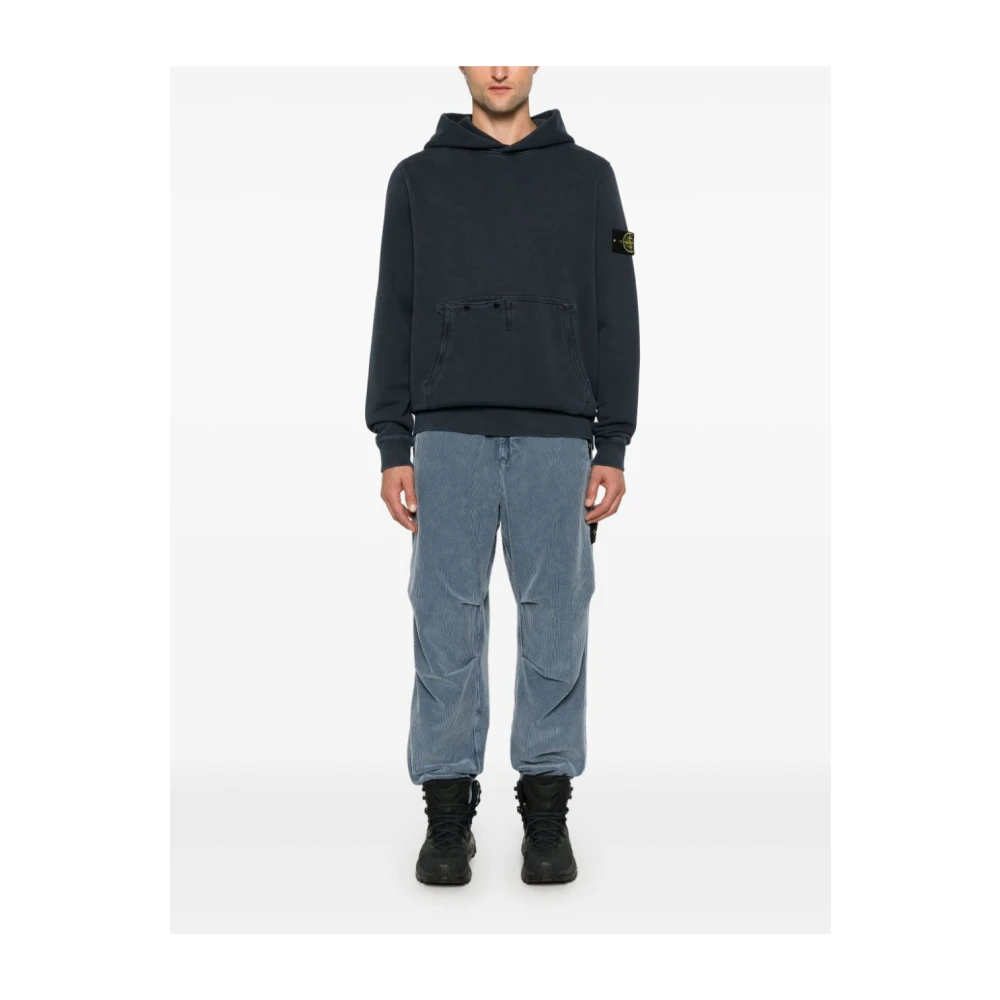 Stone Island Blauwe Jersey Sweater met Capuchon Blue Heren