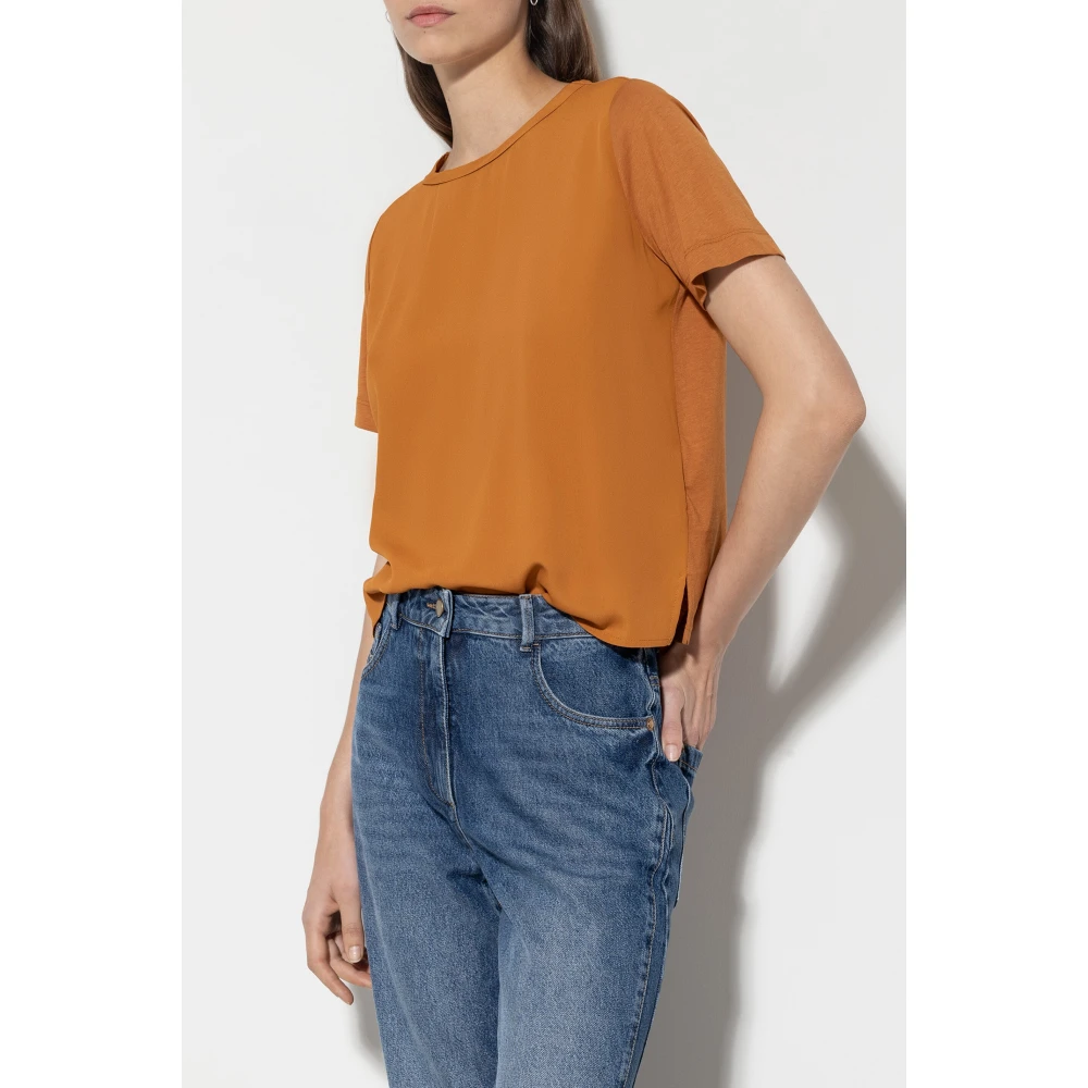 LUISA CERANO Zijde Mix T-shirt Kurkuma Orange Dames