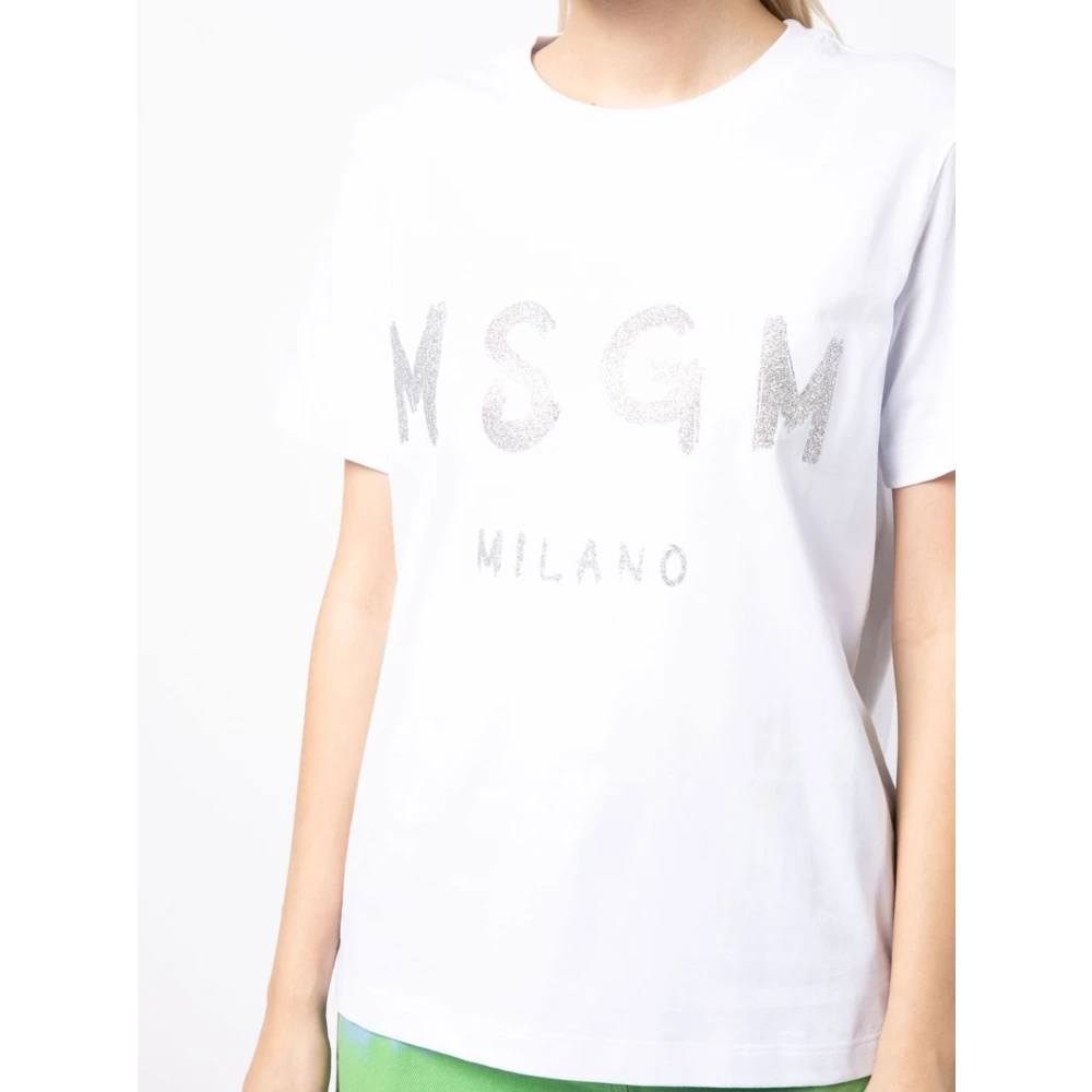 Msgm Casual Katoenen T-Shirt White Dames