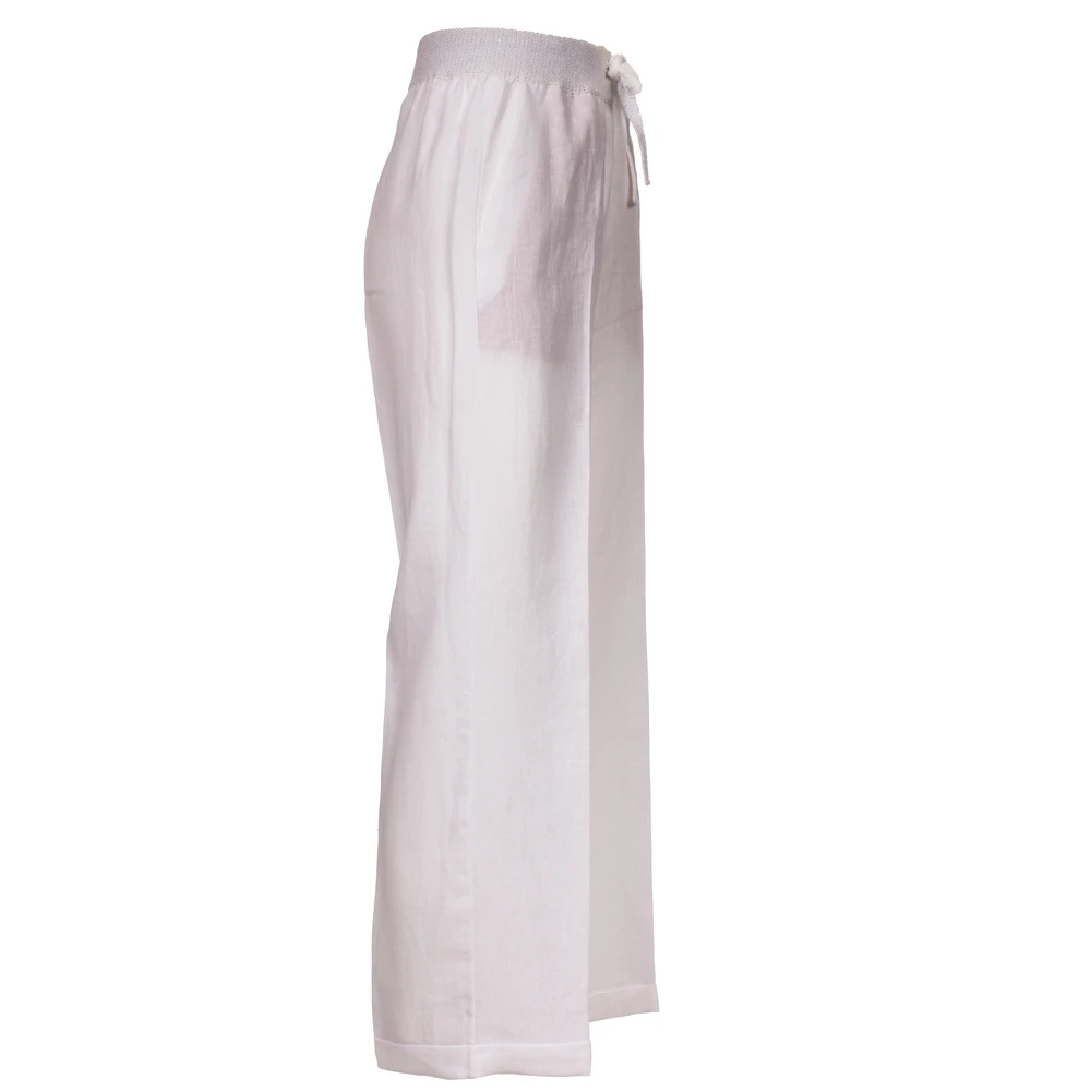 Le Tricot Perugia Linnen Paillet Broek White Dames