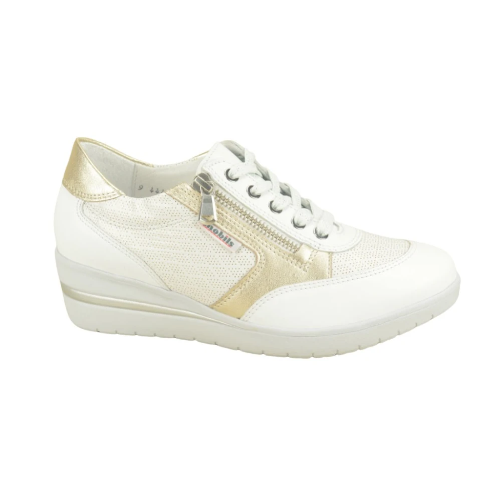 Mephisto Gouden en witte stijlvolle sneakers Dames Schoenen