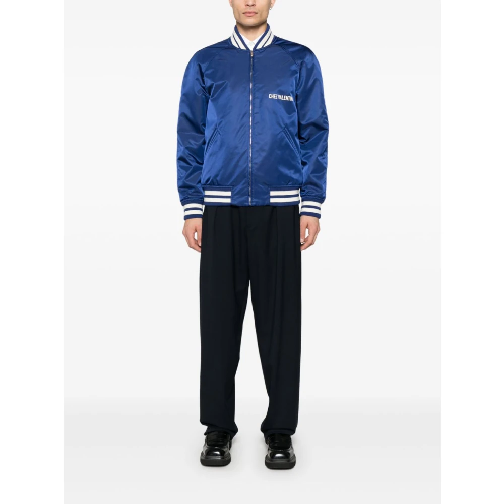 Valentino Blauwe Jas met Rits en Lange Mouwen Blue Heren