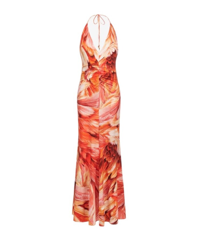 robe-longue-imprimee-plumange-orange