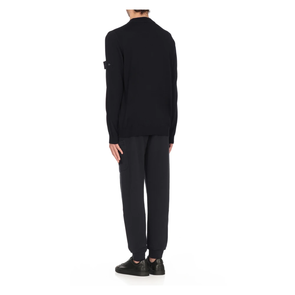 Stone Island Blauwe Wollen Trui met Logopatch Blue Heren