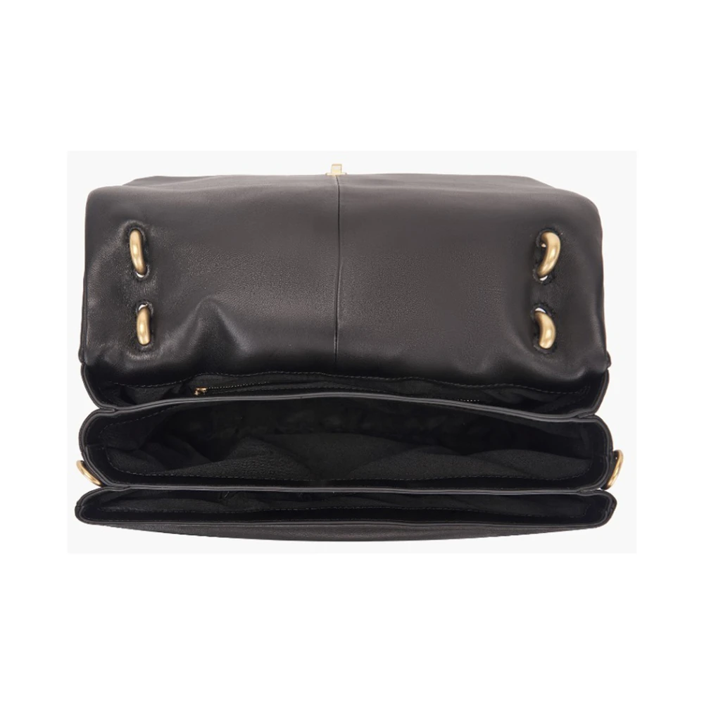La Carrie Geweven Logo Schoudertas Zwart Black Dames