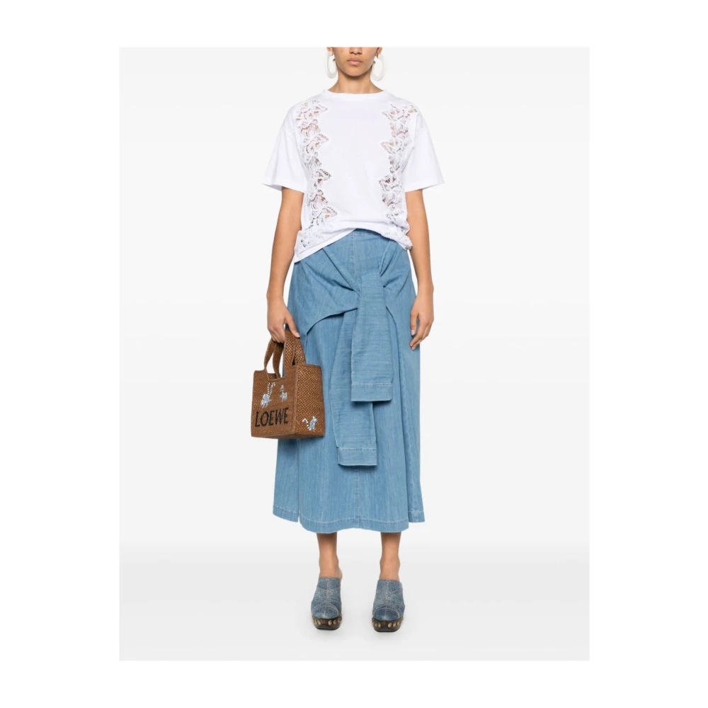 Ermanno Scervino Wit Crew Neck T-shirt met Sheer Panels White Dames