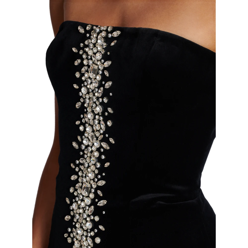 Balmain Lange geborduurde fluwelen bustierjurk Black Dames